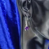 925 Ayar Gümüş Damla Ametist Büyük Boy Küpe thumbnail 2