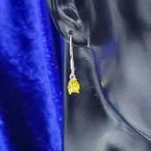 925 Ayar Gümüş Damla Sitrin Taşlı Küçük Boy Küpe thumbnail 2