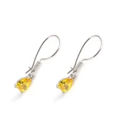 925 Ayar Gümüş Damla Sitrin Taşlı Küçük Boy Küpe thumbnail 1