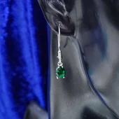 925 Ayar Gümüş Damla Sentetik Küçük Boy Zümrüt Küpe thumbnail 2