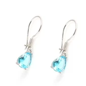 925 Ayar Gümüş Damla Akuamarin Taşlı Büyük Boy Küpe thumbnail 2