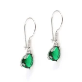 925 Ayar Gümüş Damla Sentetik Zümrüt Taşlı Büyük Boy Küpe thumbnail 4