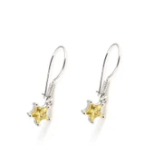 925 Ayar Gümüş Yıldız Model Sitrin Taşlı Küpe thumbnail 3