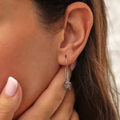 925 Ayar Gümüş Yuvarlak Büyük Boy Mistik Topaz Taşlı Küpe thumbnail 1