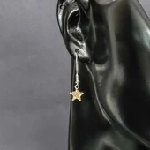 925 Ayar Gümüş Yıldız Model Kuvars Taşlı Küpe thumbnail 3