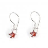 925 Ayar Gümüş Yıldız Model Sentetik Yakut Taşlı Küpe - 1