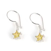 925 Ayar Gümüş Yıldız Model Sitrin Taşlı Küpe thumbnail 1