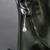 925 Ayar Gümüş Yuvarlak Zirkon Taşlı Küpe thumbnail 3