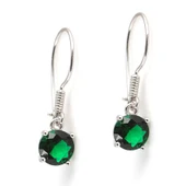 925 Ayar Gümüş Yuvarlak Büyük Boy Sentetik Zümrüt Taşlı Küpe thumbnail 2