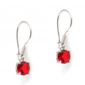 925 Ayar Gümüş Yuvarlak Büyük Boy Sentetik Yakut Taşlı Küpe - 2