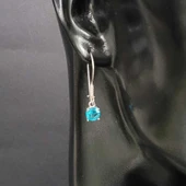 925 Ayar Gümüş Yuvarlak Küçük Boy Akuamarin Taşlı Küpe thumbnail 2