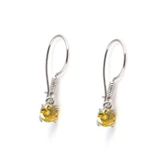 925 Ayar Gümüş Yuvarlak Küçük Boy Sitrin Taşlı Küpe thumbnail 1