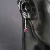 925 Ayar Gümüş Yuvarlak Küçük Boy Ametist Taşlı Küpe - 1