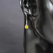 925 Ayar Gümüş Yuvarlak Küçük Boy Sitrin Taşlı Küpe thumbnail 2