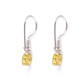 925 Ayar Gümüş Oval Küçük Boy Sarı Sitrin Taşlı Küpe thumbnail 4