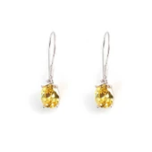 925 Ayar Gümüş Oval Büyük Boy Sarı Sitrin Taşlı Küpe thumbnail 3