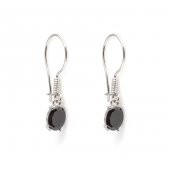 925 Ayar Gümüş Oval Küçük Boy Oniks Taşlı Küpe - 1