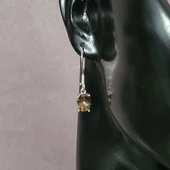 925 Ayar Gümüş Oval Büyük Boy Mistik Topaz Taşlı Küpe thumbnail 2