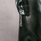 925 Ayar Gümüş Oval Küçük Boy Mistik Topaz Taşlı Küpe thumbnail 2