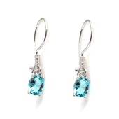 925 Ayar Gümüş Oval Küçük Boy Akuamarin Taşlı Küpe thumbnail 1