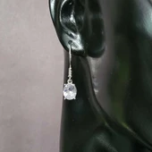 925 Ayar Gümüş Oval Büyük Boy Zirkon Taşlı Küpe thumbnail 2