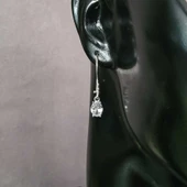 925 Ayar Gümüş Oval Küçük Boy Zirkon Taşlı Küpe thumbnail 2