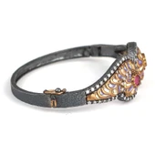 925 Ayar Gümüş Ve Bronz Karışımı Taşlı Bilezik thumbnail 4