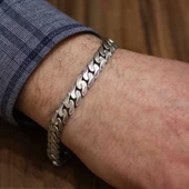 925 Ayar Gümüş Oluklu Mat Gurmet Zincir Bileklik thumbnail 1