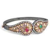 925 Ayar Gümüş Ve Bronz Karışımı Taşlı Bilezik thumbnail 2