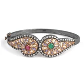 925 Ayar Gümüş Ve Bronz Karışımı Taşlı Bilezik thumbnail 3