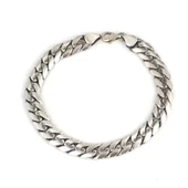 925 Ayar Gümüş Ortası Oluklu İşlemeli Mat Gurmet Zincir Bileklik thumbnail 2