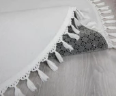 My Evilla Modern Simirna Dekoratif  Peluş Oval Ponpon Saçaklı Klozet Takımı - 7