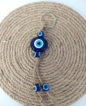 Anahtarlık Kötü Göz Kovucu Nazar Hand Made Hasır Mavi Nazarlık Çanta Araba Süsü thumbnail 2