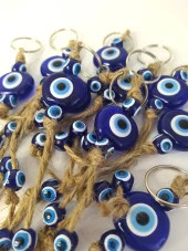 Nazar Boncuk Anahtarlık 5 Adet Kötü Göz Kovucu Nazar Hand Made Hasır Mavi Boncuklu Nazarlı Araba Süsü thumbnail 2