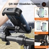 Polham Motor, Bisiklet, Scooter ve Bebek Arabası Gidon Uyumlu Telefon Tutucu, Kilit Sistemli 360 - 3