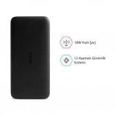 Xiaomi Redmi 20000 Mah Taşınabilir Hızlı Şarj Cihazı - USB-C - 18W 2 Çıkışlı Powerbank - Siyah thumbnail 3