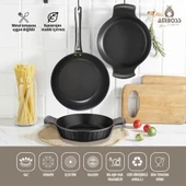 Amboss Mixta 3 Lü Titanyum Kaplama Granit Döküm Tava Sahan Seti (2 Sahan 1 Tava) - 1
