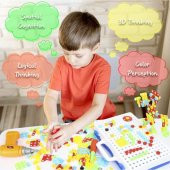 Başel Toys Creative Mosaic Eğitici Matkaplı 3D Mozaik Puzzle 11B Build Design Tamir Seti 138 Parça - 4