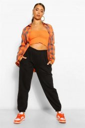 Basic Rahat Lastikli Bel Paca Klasik Mix Geniş Jogger Eşofman Altı Cepli Siyah 5013_20150 - 1