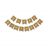 Kraft Renk Üzeri Gold Happy Birthday Yazısı - 2