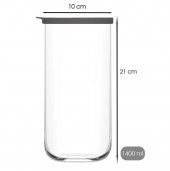 Lav duo saklama kabı 6 lı - cam kavanoz erzak saklama kabı seti takımı gri 1400 ml. - 5