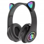 Kedi Kulak Rgb Led Işıklı Kablosuz Bluetooth Kulaklık Mikronlu Hafıza Kartı Girişli Kedi Kulaklık - 1
