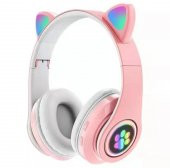 Kedi Kulak Rgb Led Işıklı Kablosuz Bluetooth Kulaklık Mikronlu Hafıza Kartı Girişli Kedi Kulaklık - 2