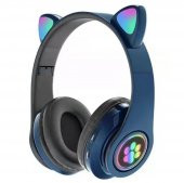 Kedi Kulak Rgb Led Işıklı Kablosuz Bluetooth Kulaklık Mikronlu Hafıza Kartı Girişli Kedi Kulaklık - 5