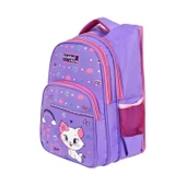 Waddell Lila Kedi Desenli İlkokul Çantası Beslenme Çantalı 6005 - 3