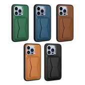 Apple iPhone 12 Pro Max Kılıf ​Pu Deri Kartlıklı Standlı Kapak - 2
