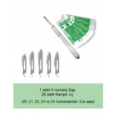 Bistüri Neşter Sapı. 20 adet karışık boy ucu ile birlikte - 1