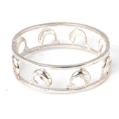 925 Ayar Gümüş Kare Şarnelli Yunuslu Bilezik thumbnail 2