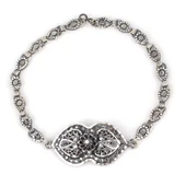 925 Ayar Gümüş Oksitli Elişi Kalemli Kalp Motifli Bileklik thumbnail 1