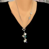 925 Gümüş İncili Paralı Püskül Kolye thumbnail 1